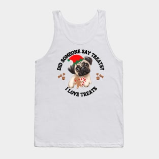 Christmas Pug, I  Love Treats Tank Top